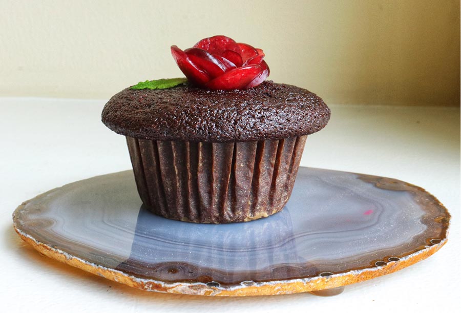 Gluten free, dairy free cupcake with cherry