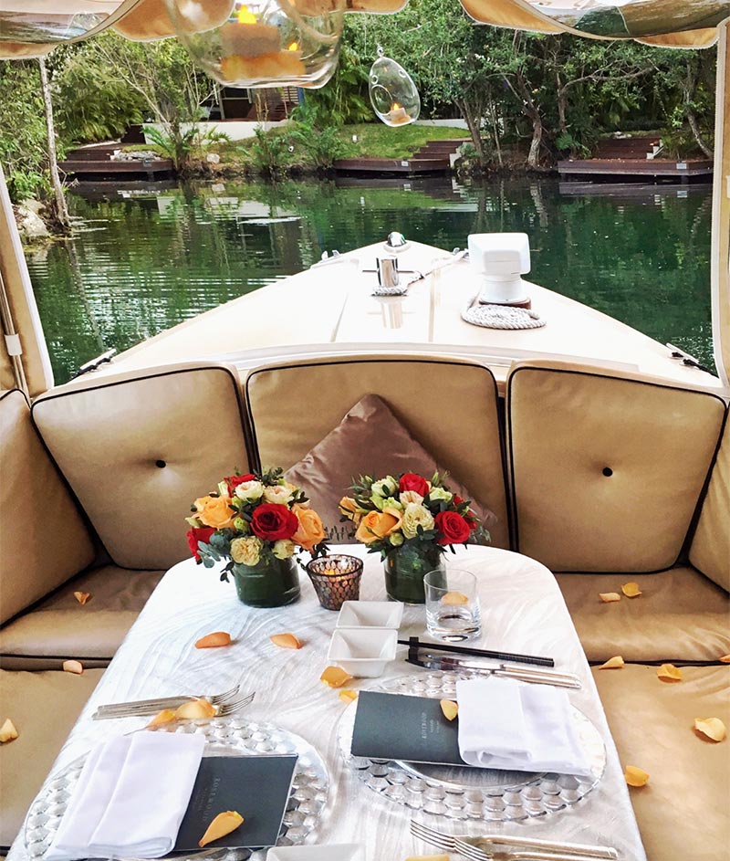 Dinner celebration on the boat, Rosewood Mayakoba